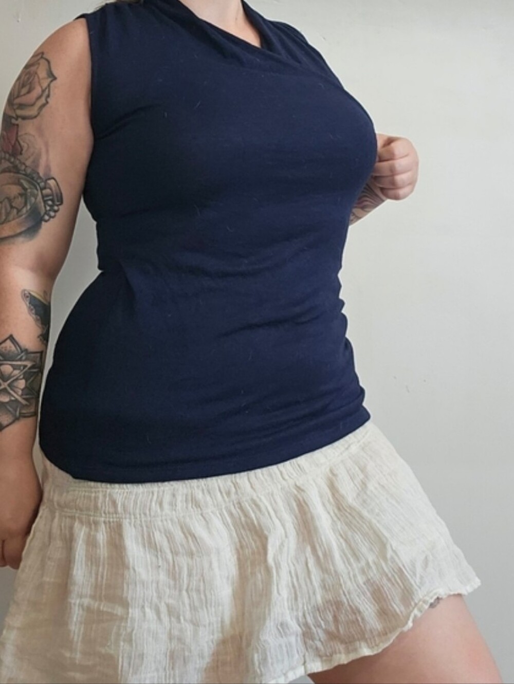 Worthington Navy Sleeveless Draped Crossover Camisole - Picture 6 of 7